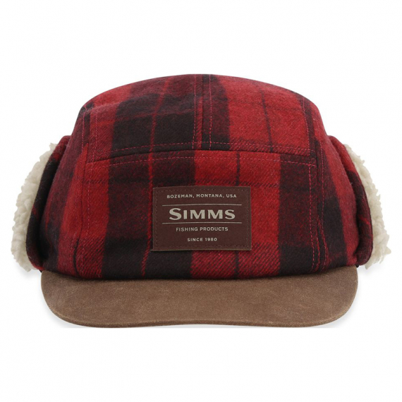 Simms Coldweather Cap Red Buffalo Plaid ryhmässä Vaatteet ja kengät / Lippikset ja päähineet / Lippikset / Lippikset korvaläpillä @ Sportfiskeprylar.se (13817-615-2030r)