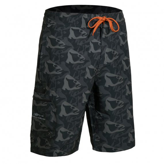 Grundéns Fish Head Board Shorts, Black Fish Camo ryhmässä Vaatteet ja kengät / Vaatetus / Housut @ Sportfiskeprylar.se (40008-968-5030r)