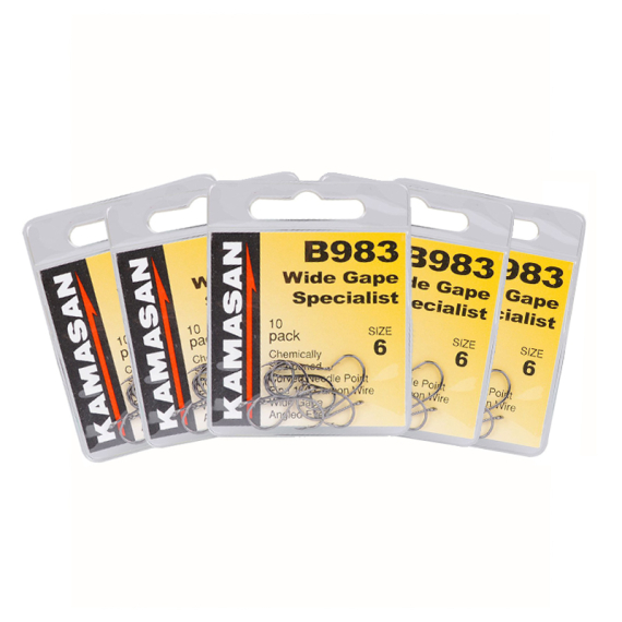 Kamasan B983 Wide Gape Specialist 10-pack x5 ryhmässä Koukut & Tarvikkeet / Koukut / Specimenkoukut @ Sportfiskeprylar.se (KAMASANB983PACK)