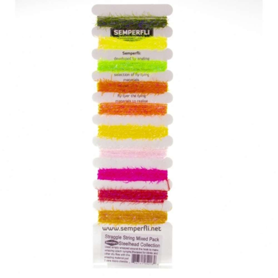 Semperfli Straggle String Mixed Pack- Bright Colours (Steelhead) ryhmässä Koukut & Tarvikkeet / Perhonsidonta / Perhonsidonta materiaali / Chenille & Lanka @ Sportfiskeprylar.se (MSTS010SHD)