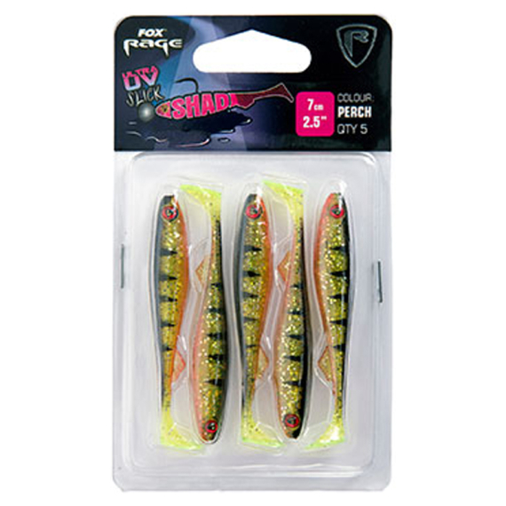 Fox Rage Slick Shad Ultra UV 7 cm 5kpl ryhmässä Uistimet / vieheet / Softbaits / Kumikalat / Ahven heittojigit & Kuha heittojigit @ Sportfiskeprylar.se (NSC028r)