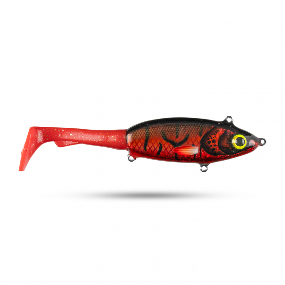 Pineslope Lures Goujon XL Slow Sink 25cm, 130g - Red/Black Glitter ryhmässä Uistimet / vieheet / Käsintehty vieheet / Käsintehty Tail baits @ Sportfiskeprylar.se (PSLGXLSS23-1)