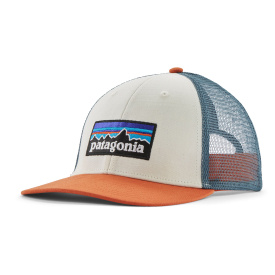 Patagonia P-6 Logo LoPro Trucker Hat White w/Redtail Rust